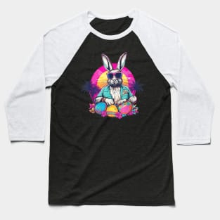 Cute Easter Bunny Retro Miami Look Colourful Eggs Baseball T-Shirt